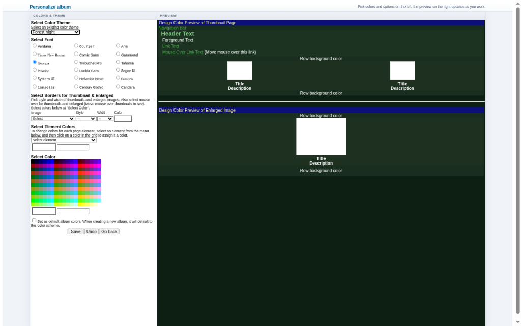 Personalize preview in the Forest night theme