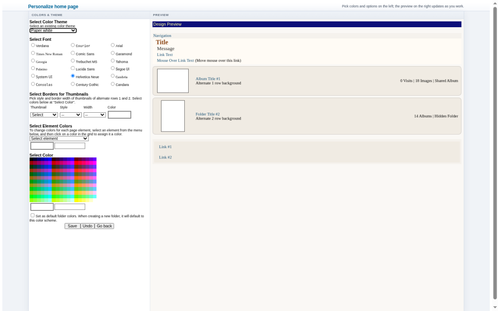 Personalize preview in the Paper white theme
