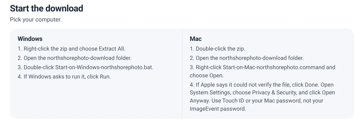 Start the download: step-by-step instructions for Windows and Mac