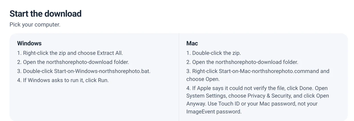 Start the download: step-by-step instructions for Windows and Mac