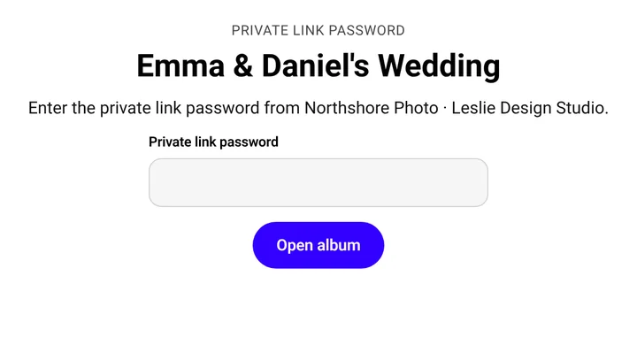 What a visitor sees first: a password box on a private album